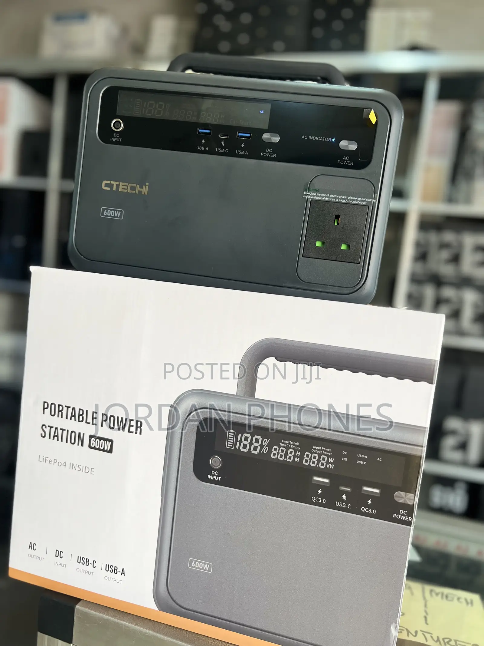 CTECHI 600W Portable Power Station | LiFePO4 Battery