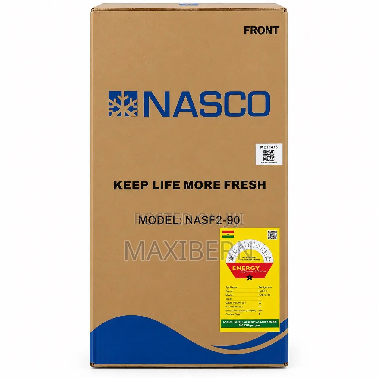 Nasco NASF2-90FL Double Door Table Top Fridge - 65 Liters - Silver