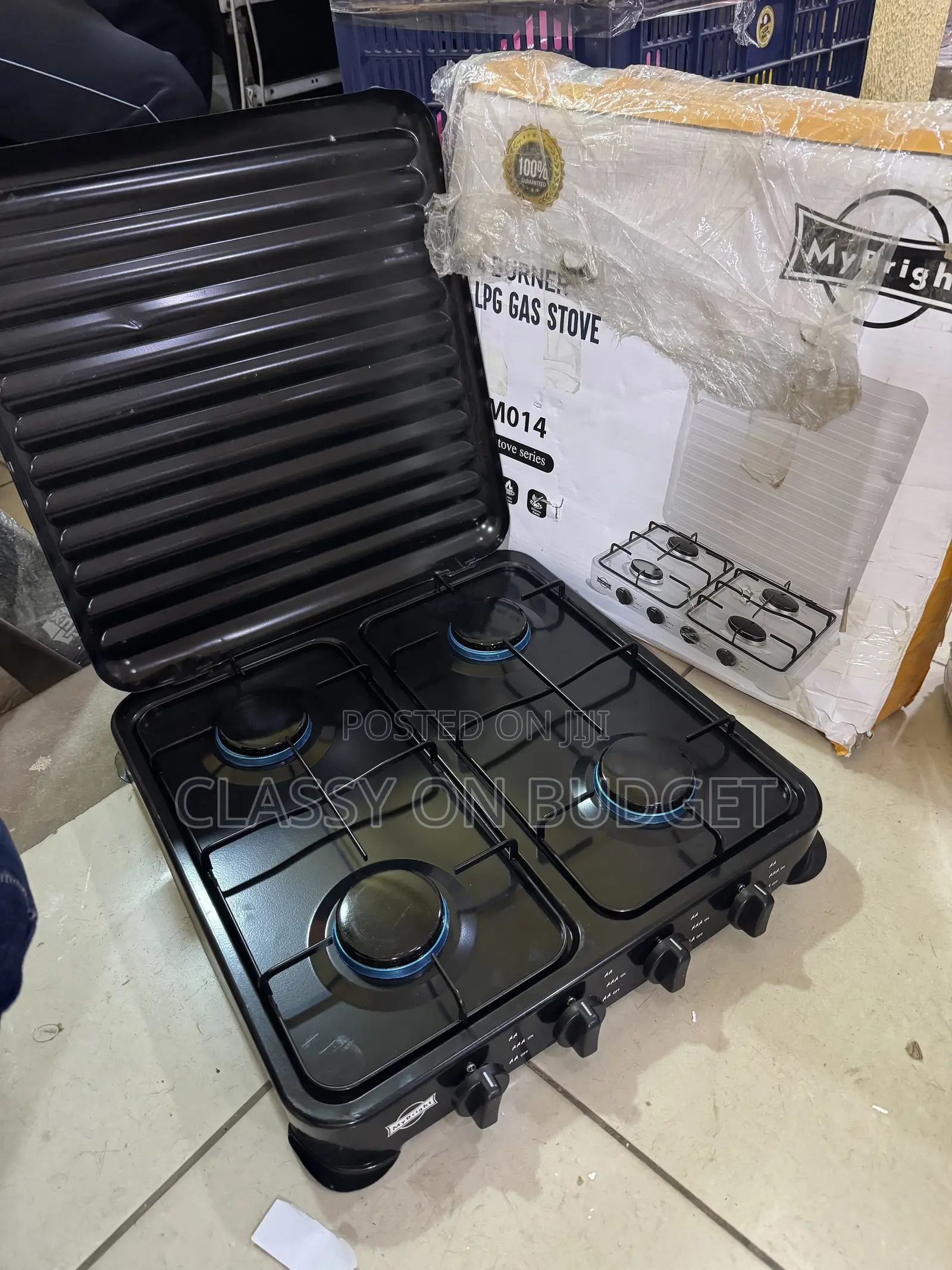 4 Burner Gas Stove, Table Top- Black