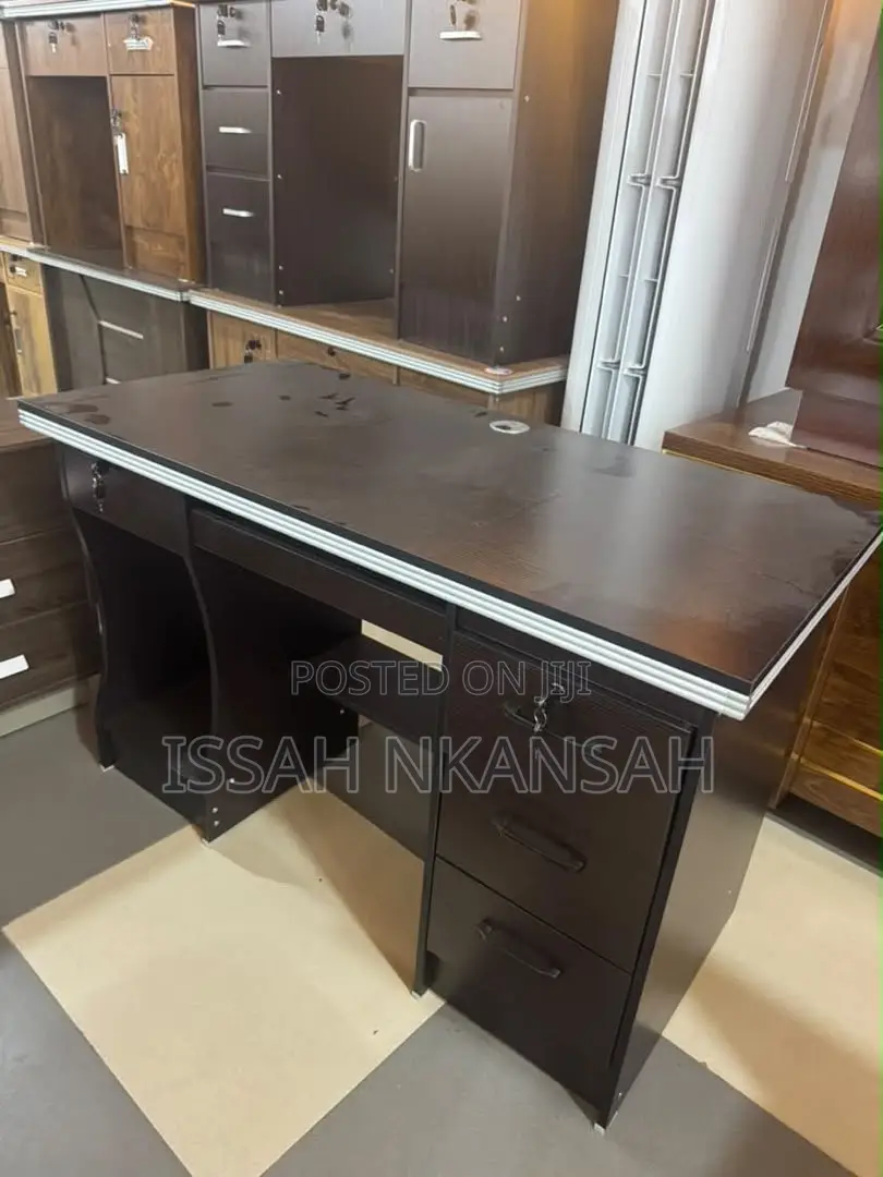 Big Dark Wood Office Desk 3 Drawers