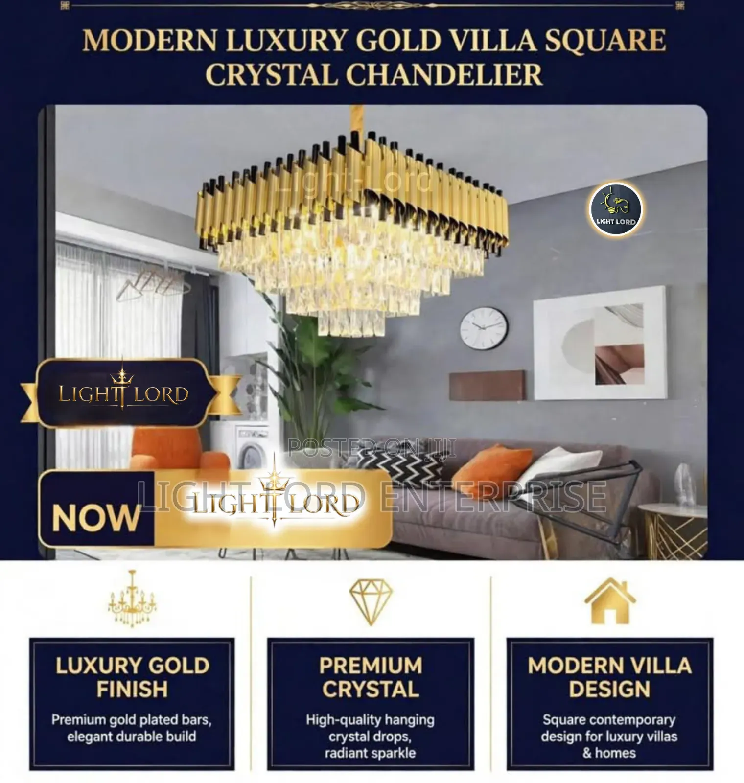 Villla Square Morden Chandelier