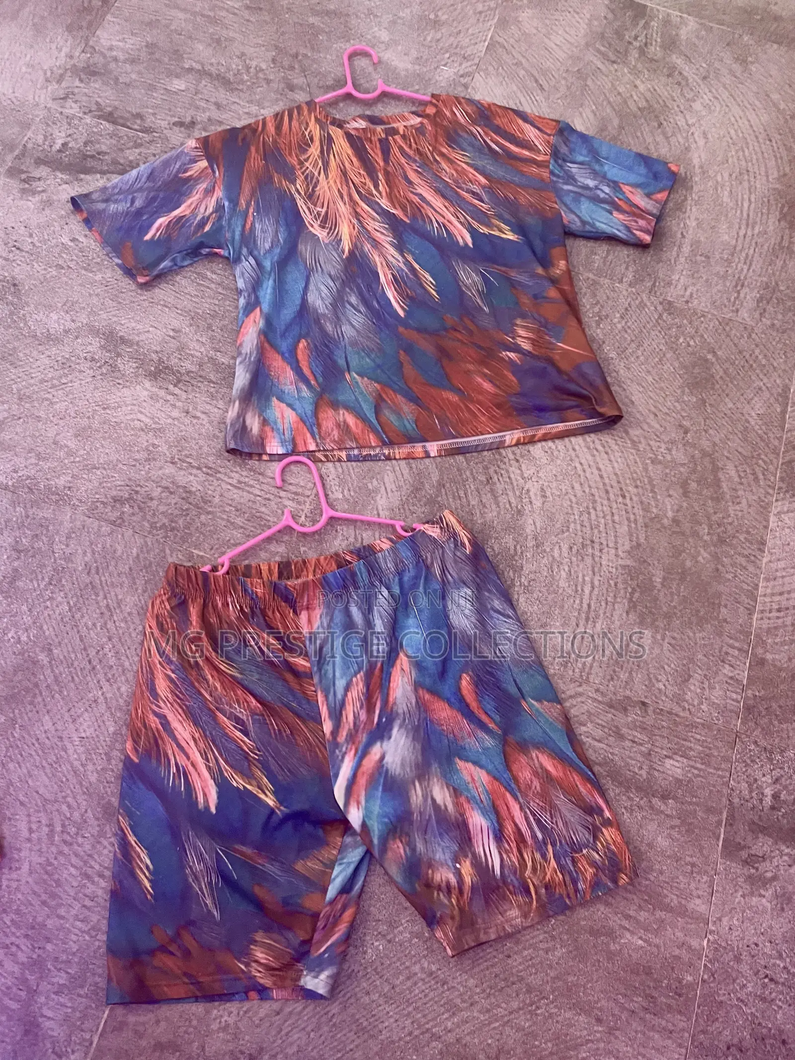 Ladies Printed T-Shirt and Biker Shorts Two Piece Set
