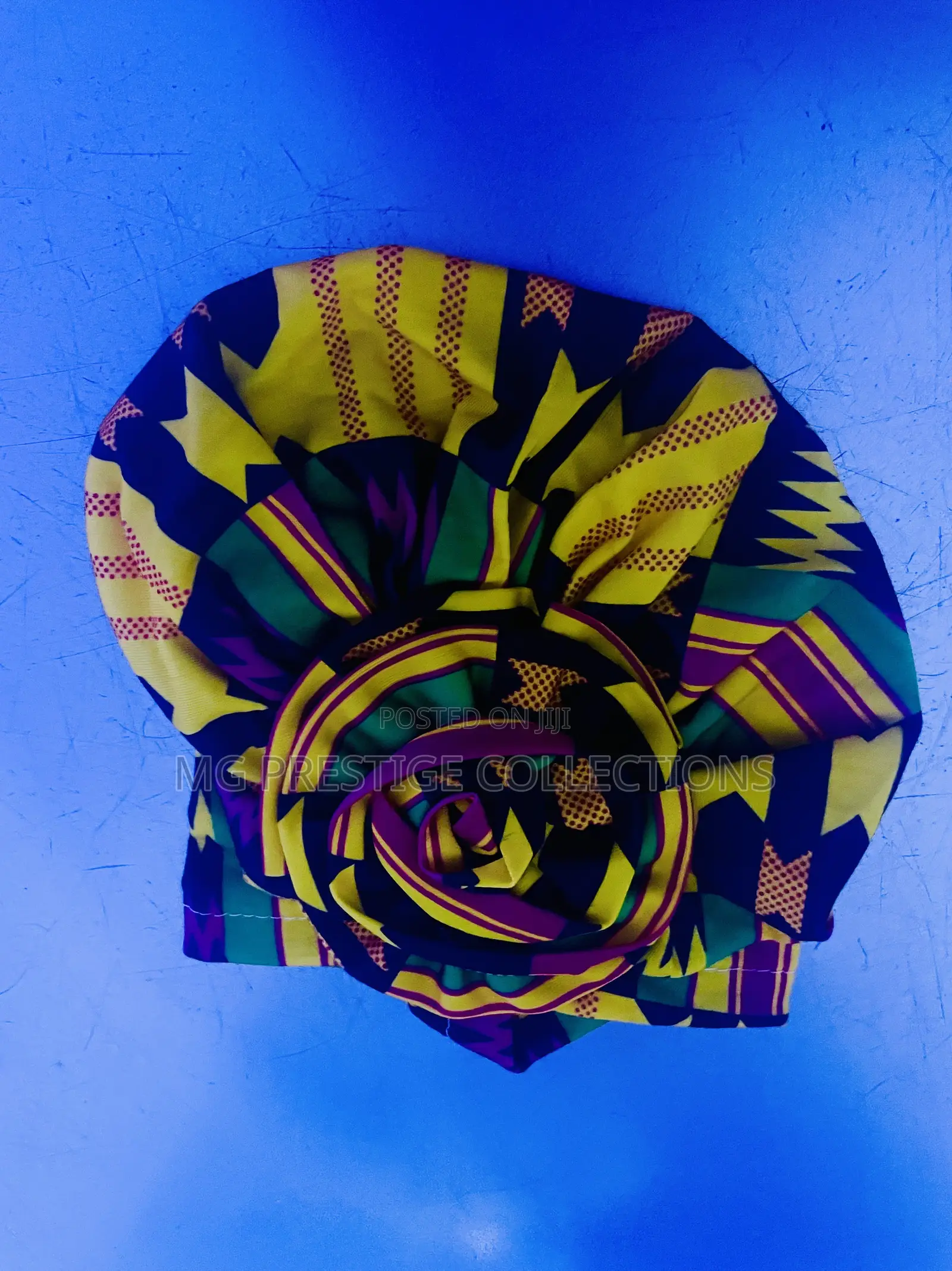 African Kente Print Flower Knot Turban Headwrap
