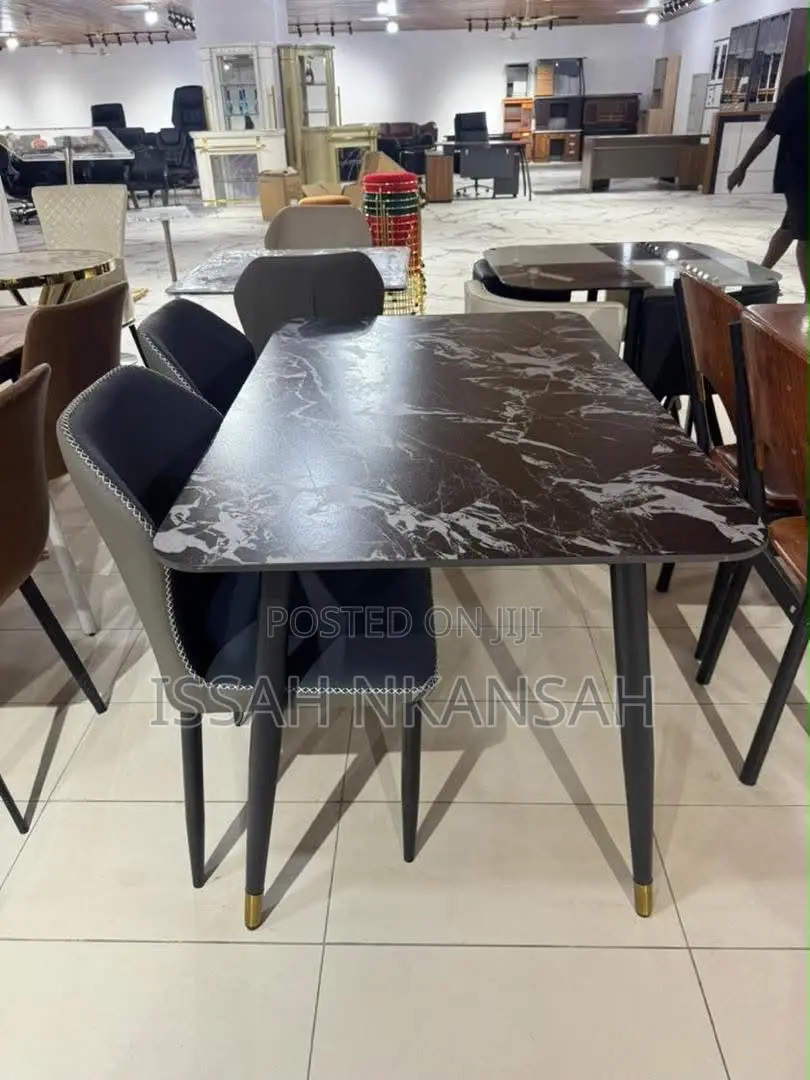 Brown Marble Vein 4 Seater Dining Chairs