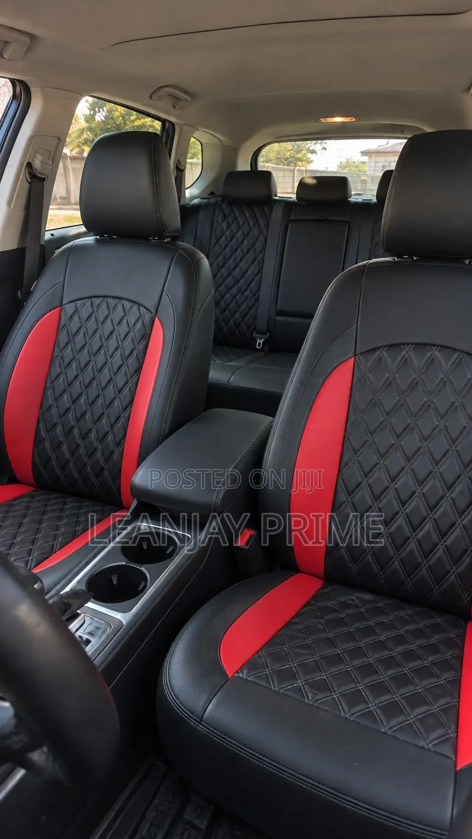 Complete Car Seat Covers Black Red Perforated Soft Leather