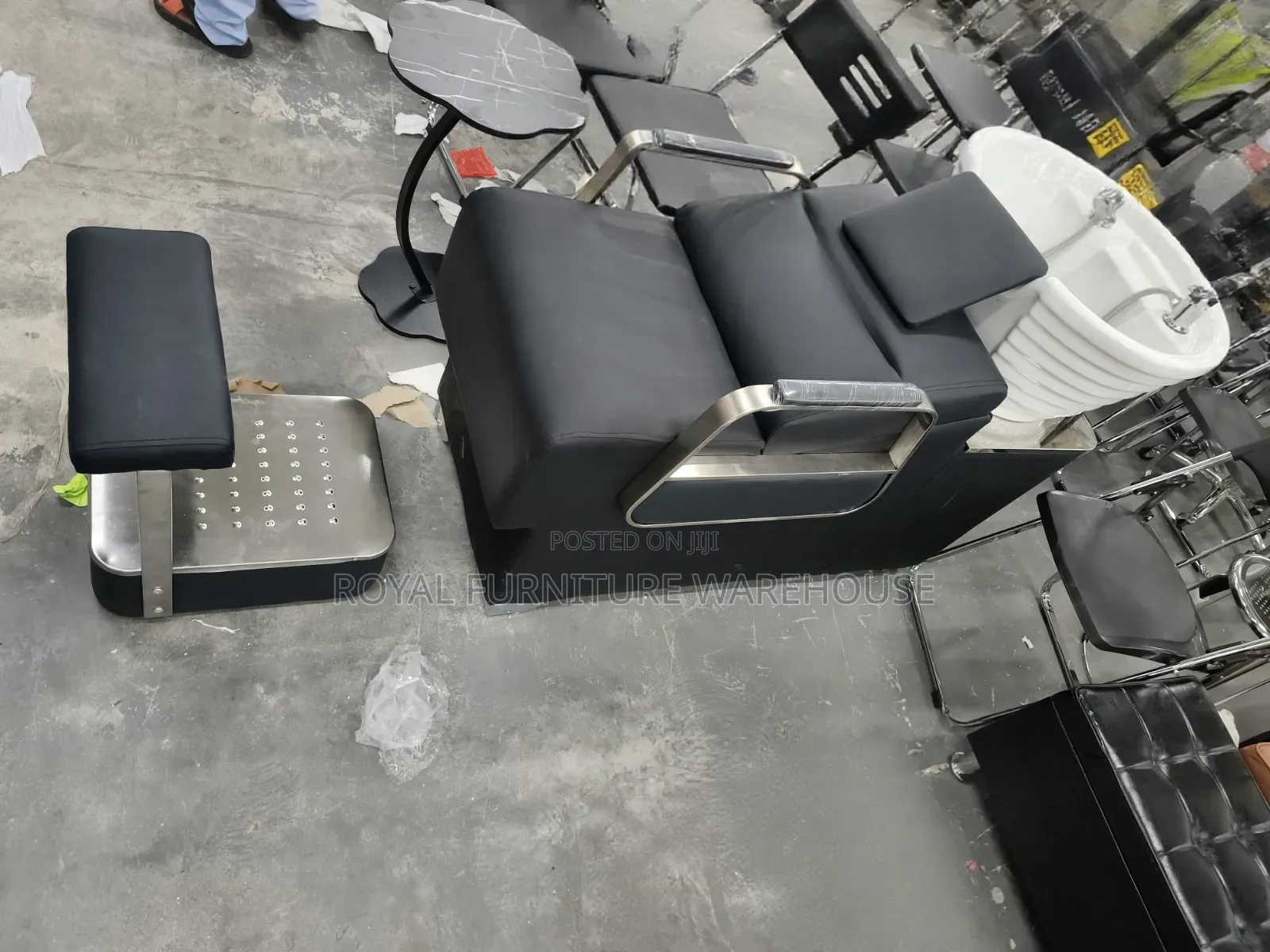 Semi-Reclining Salon Shampoo Backwash Unit and Chair Set