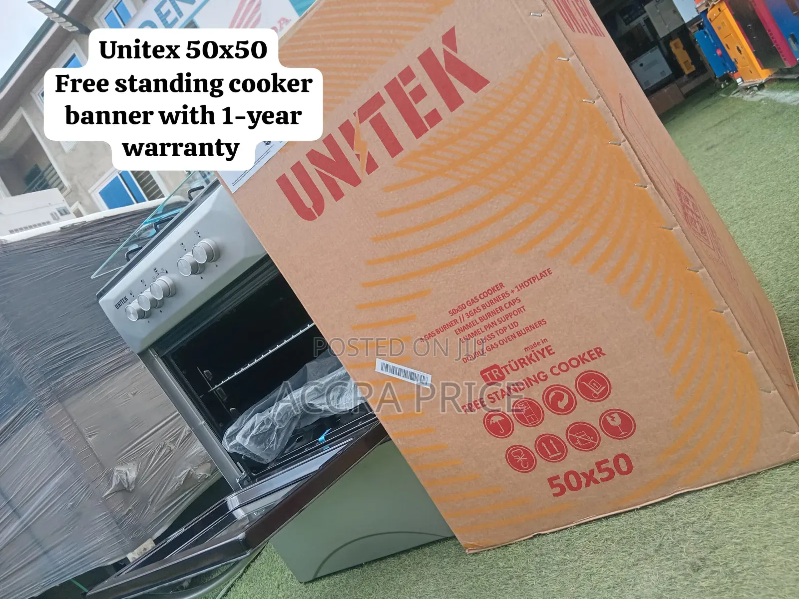 Unitek 50x50 Deluxe Gas Cooker – 4 Powerful Burners, Large Oven