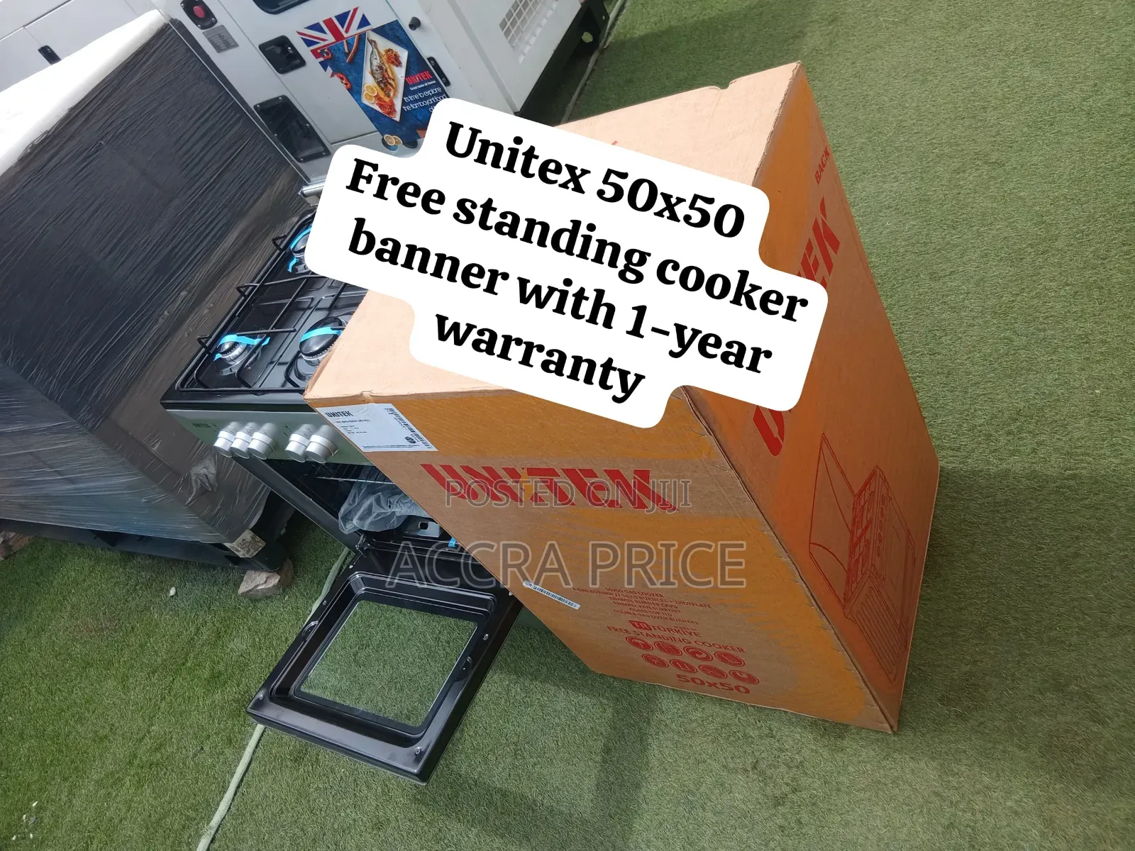 Unitek 50x50 Modern Gas Cooker – 4 Burners + Oven + Hotplate – Premium