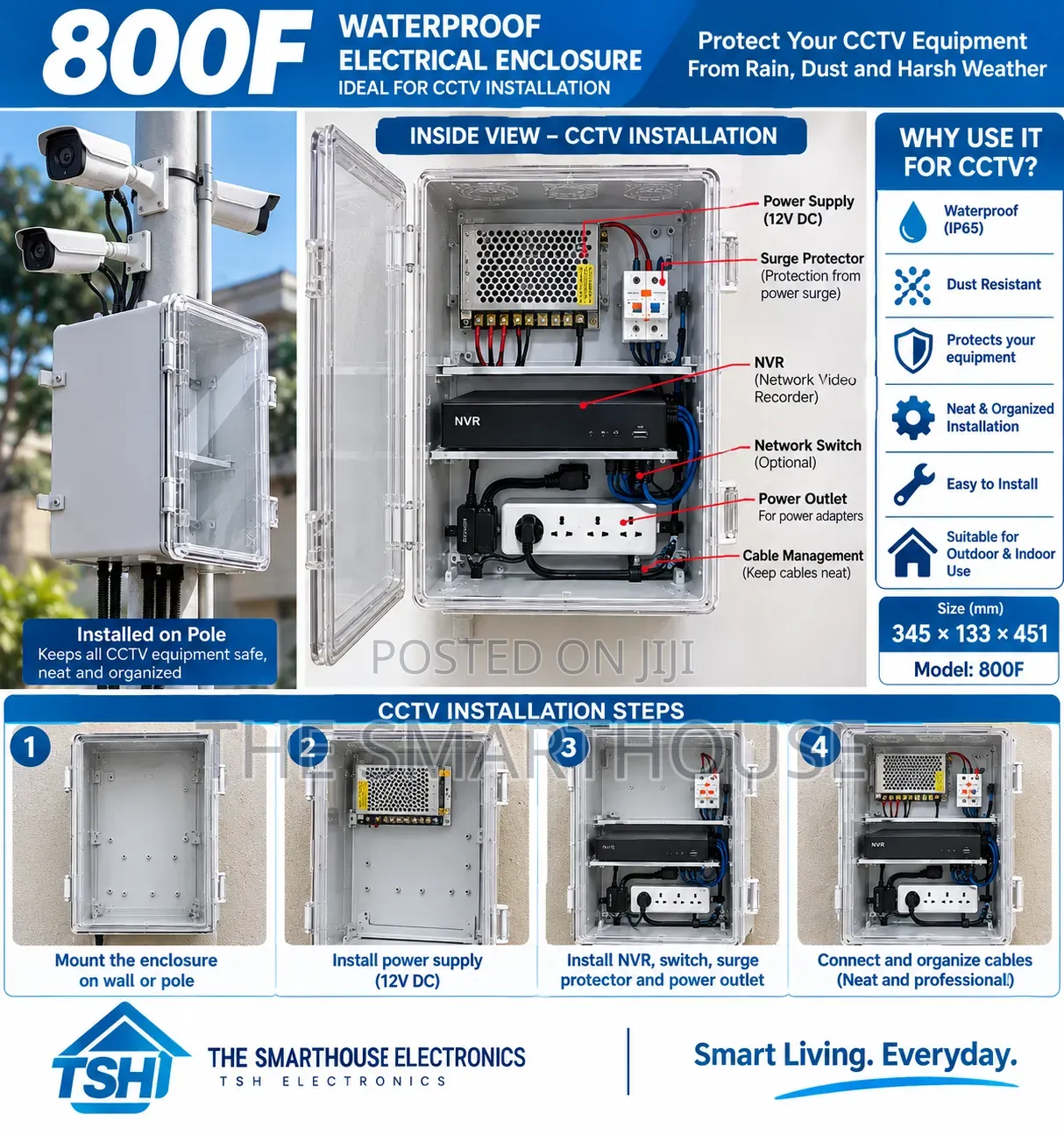 Outdoor Waterproof Electric and CCTV Cabinet (Size 345*133*145)