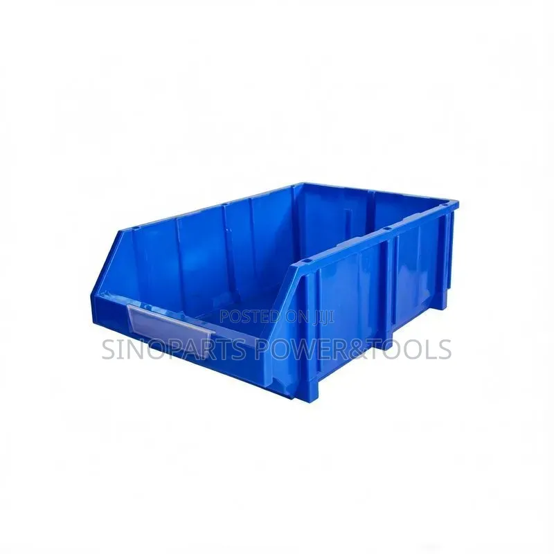 3PCS Plastic Parts Storage Bins Set Blue Stackable Organizer