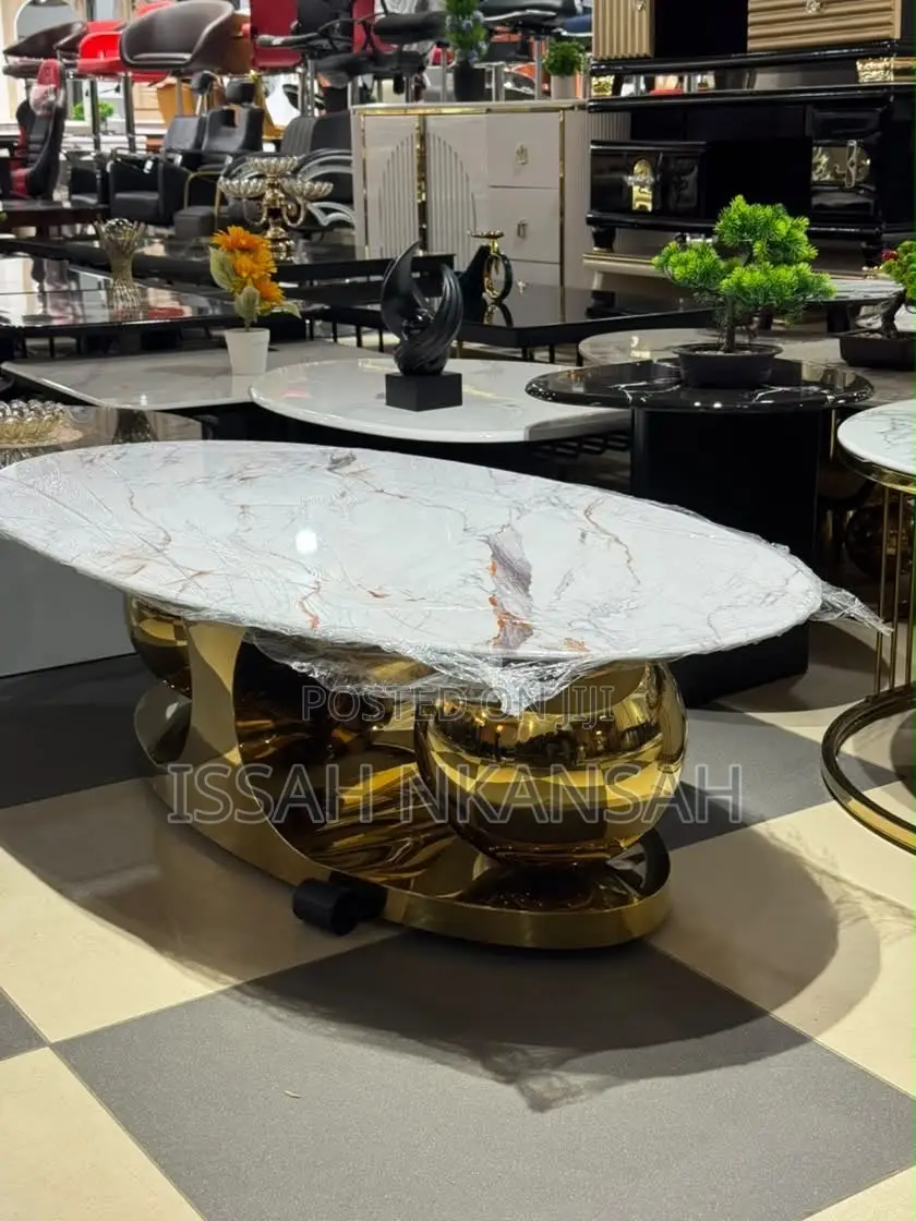 White Marble Gold Boll Coffee Table