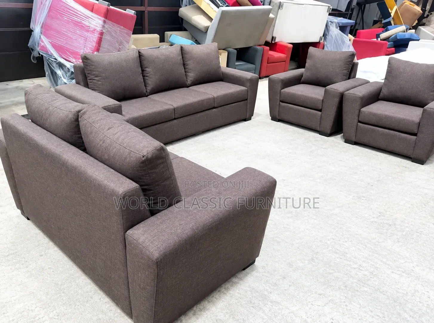 Sofa Set With Marble Coffee Table – Soft Velvet Fabric.