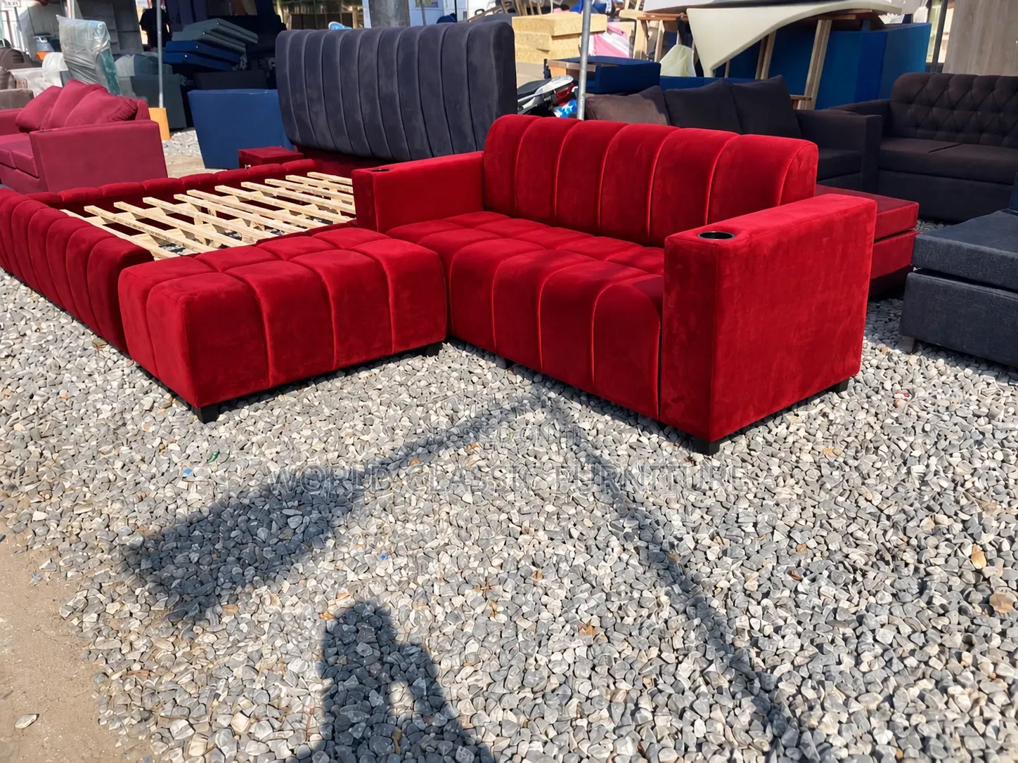 Modern Luxury Channel-Tufted Velvet Sectional Sofa Set