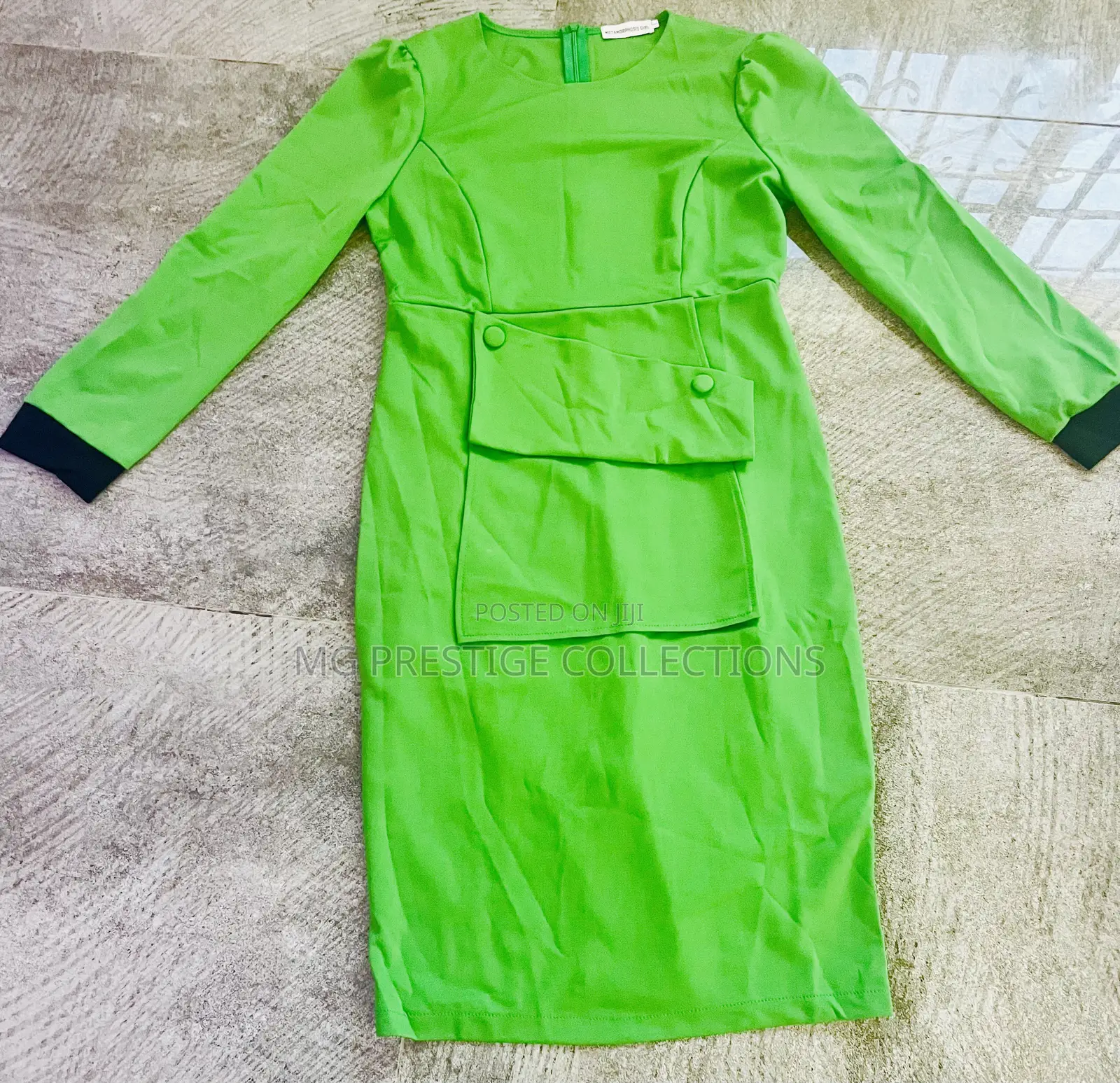 Women's Elegant Green 3/4 Sleeve Bodycon Midi Dress