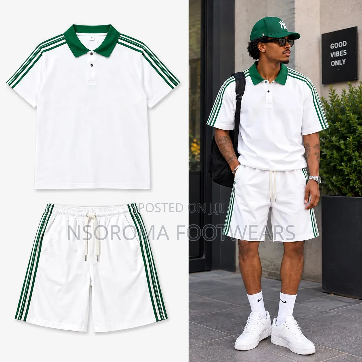 Men’s Cotton Blend 2-Piece T-Shirt Shorts Set – Ready Stock