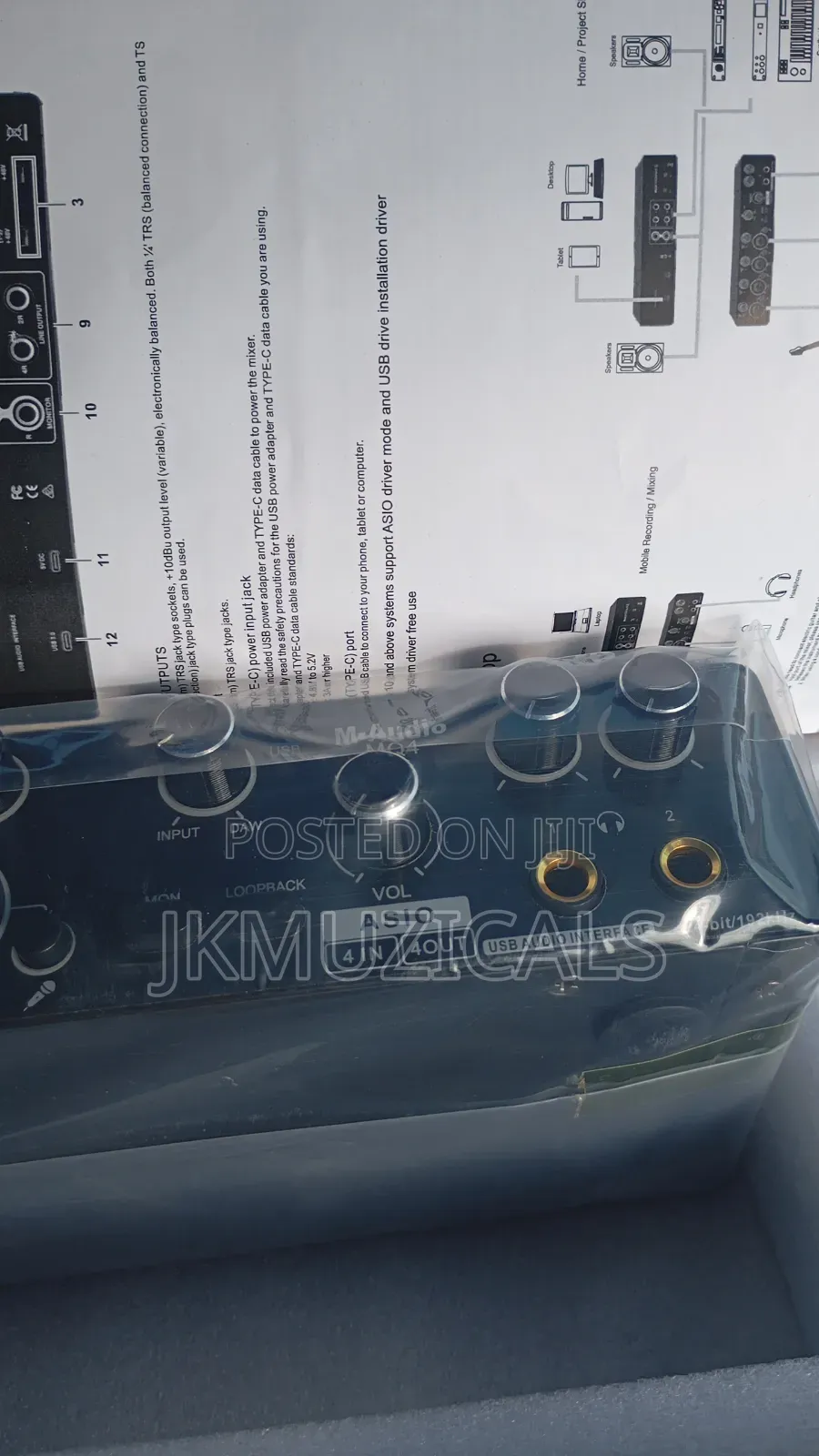 4in × 4out Audio Interface Sound Card