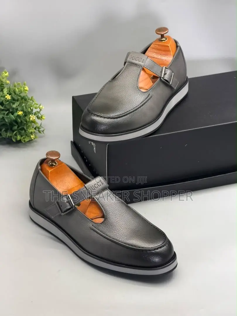 Grey Gucci T-Bar Monk Loafer Sneakers