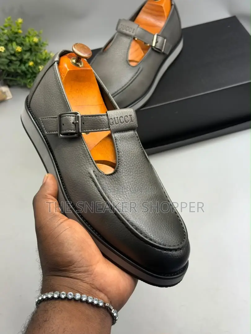 Grey Gucci T-Bar Monk Loafer Sneakers