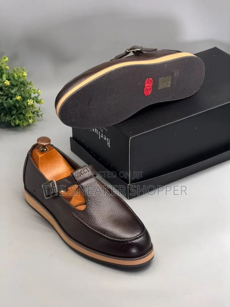 Coffee Brown Gucci T-Bar Monk Loafer Sneaker -
