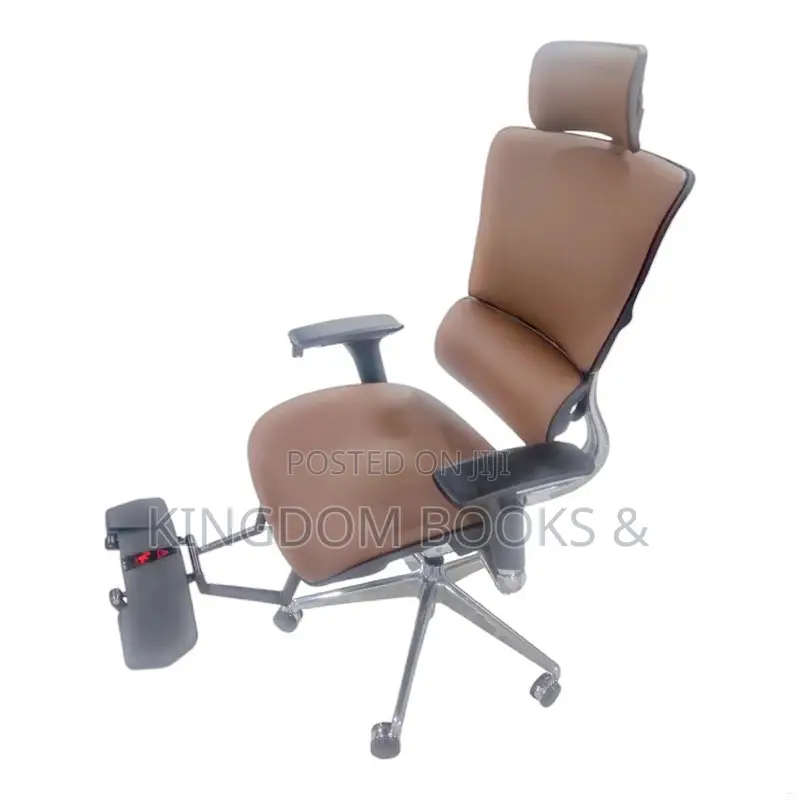 Executive Ergonomic Swivel Office Chair With Footrest - Full Leather