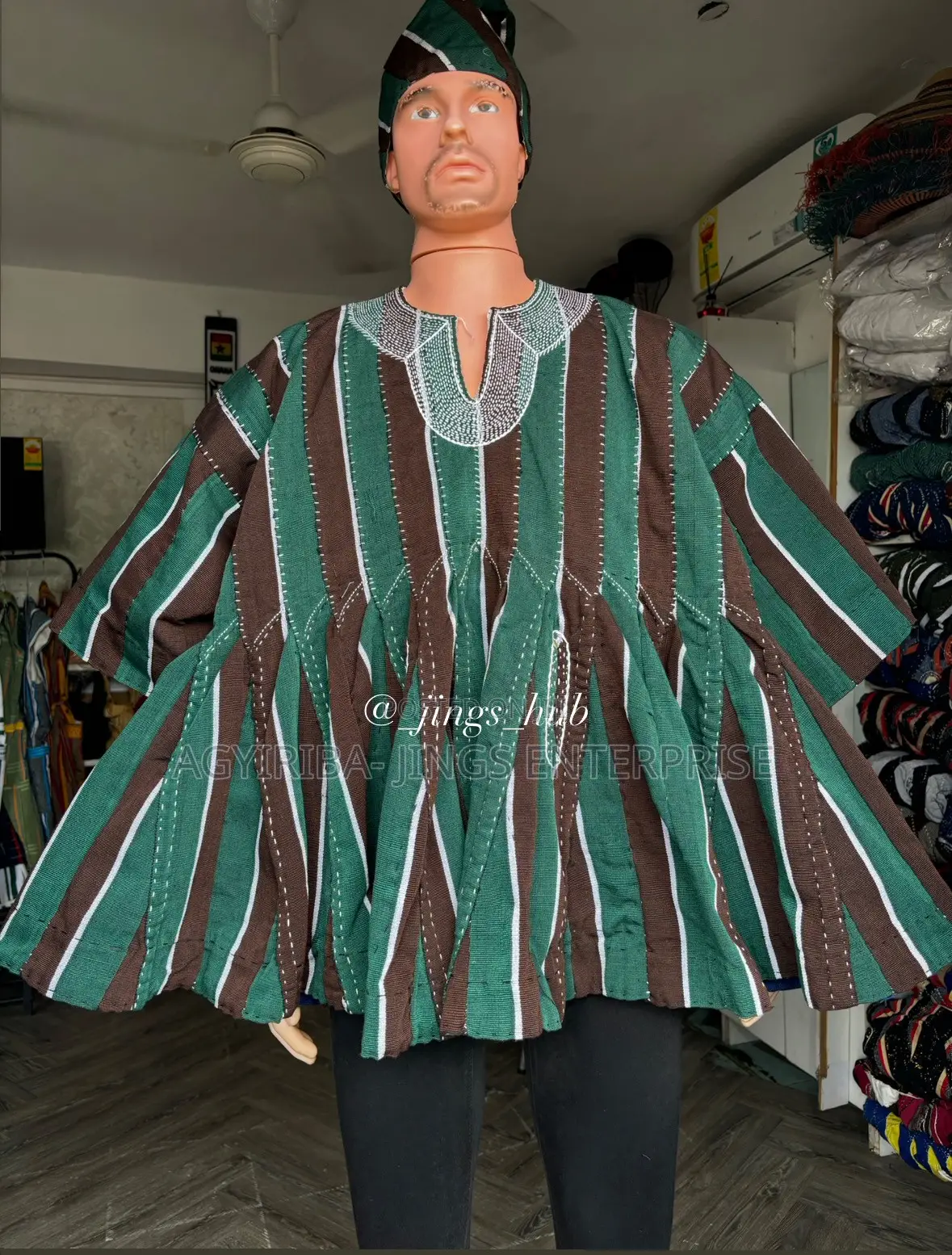 Green and Brown Smock for Men