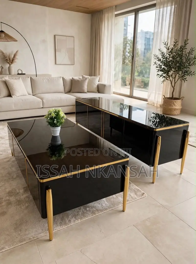 Black Gold TV Stand Set