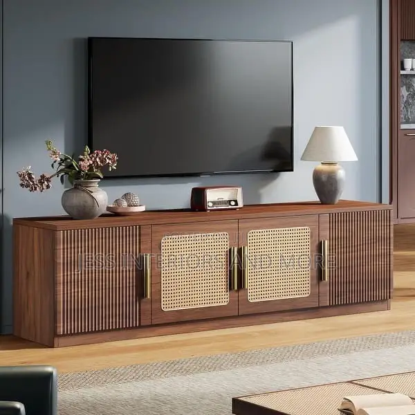 TV Stand With 6-Tier Storage Shelf
