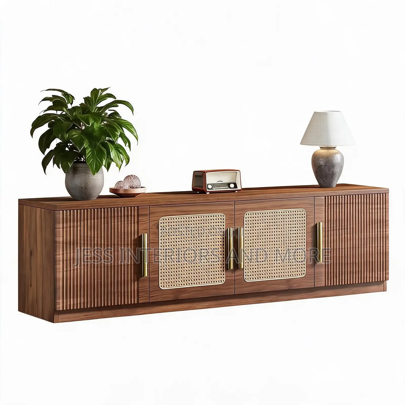 TV Stand With 6-Tier Storage Shelf