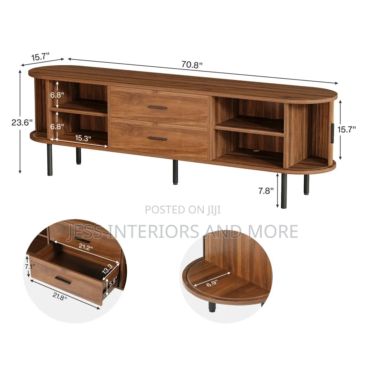 70" TV Stand, Modern Media Console