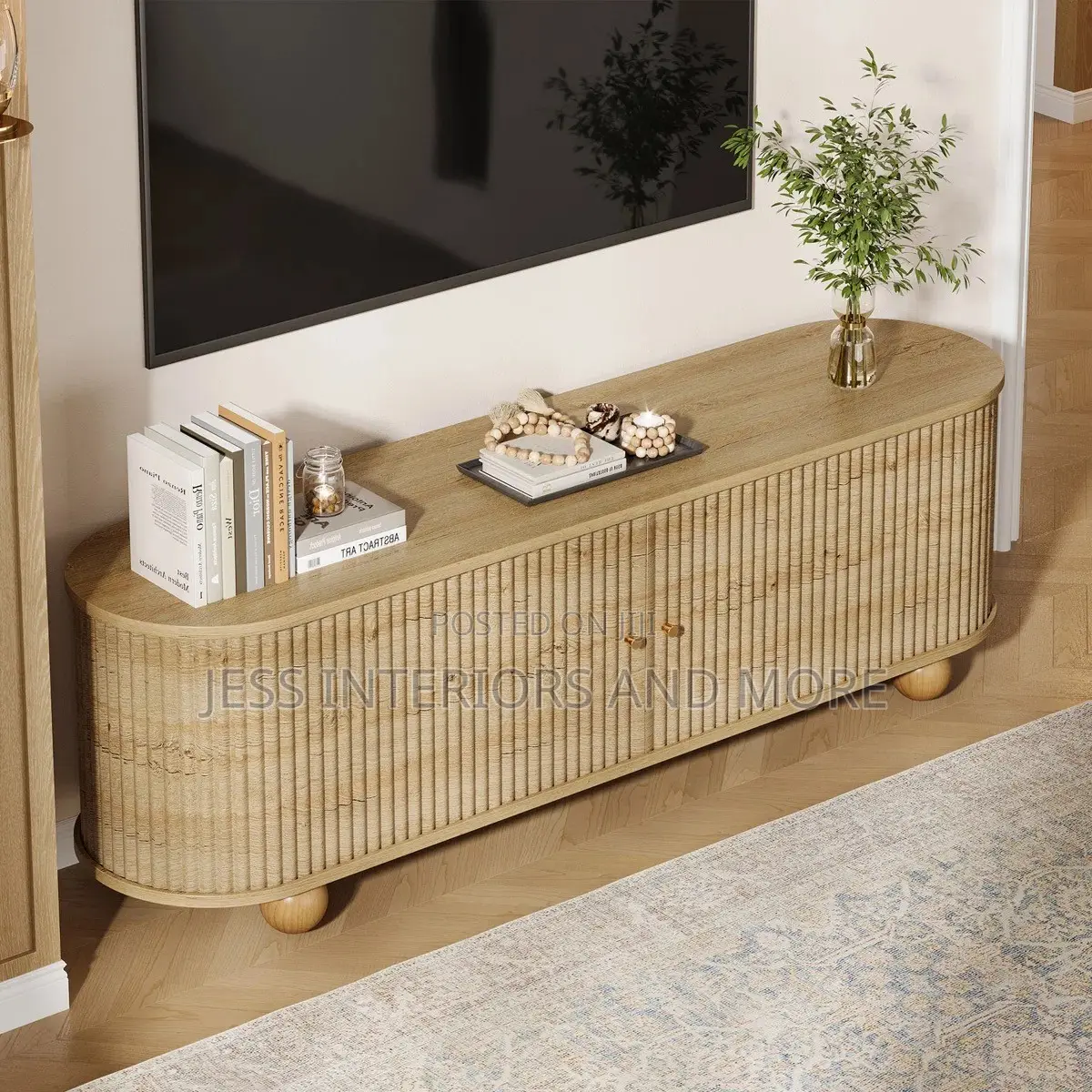 TV Stand With Sliding Door and Storage for TVs Up to 78"