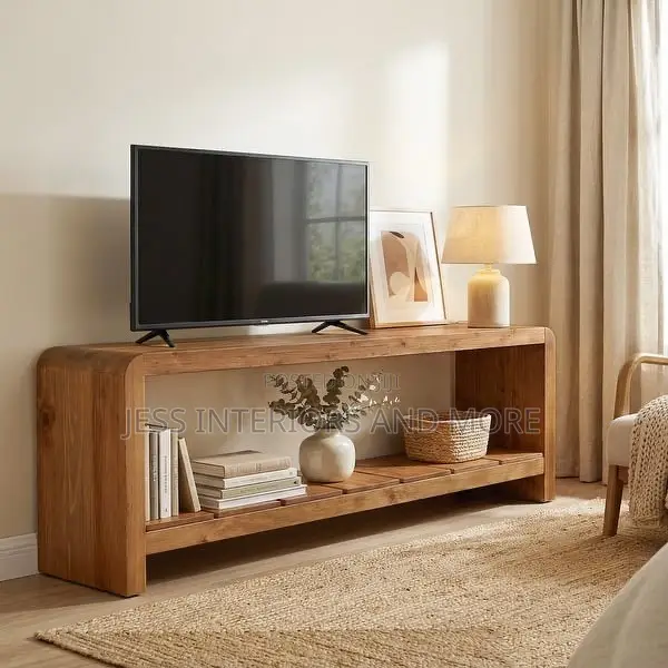 TV Stand for 65-Inch TVs - Brown (Solid Wood)