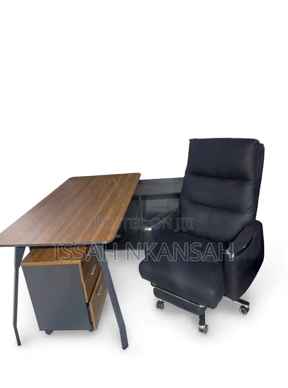L Shape Executive Desk + Ricliner Chair