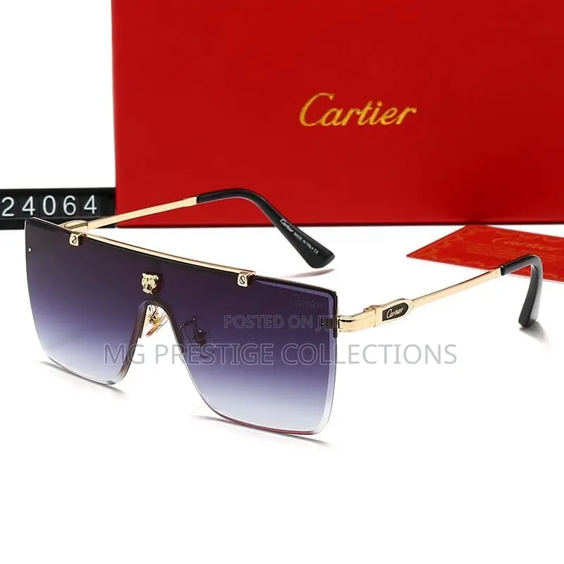 Cartier Designer Rimless Shield Sunglasses