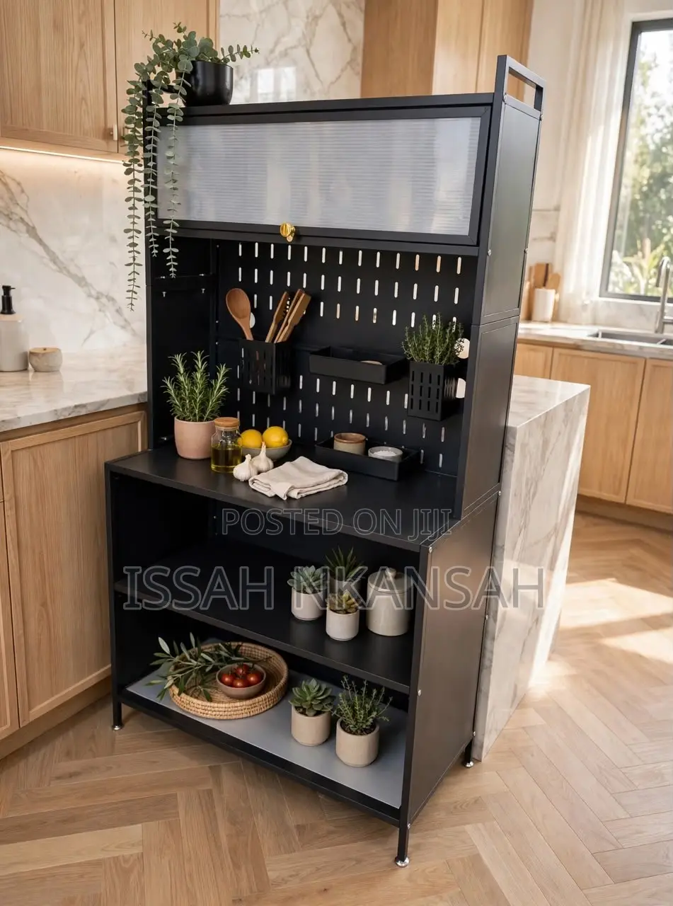 Big Black Kichen Cabinet 2 Frosted Doors