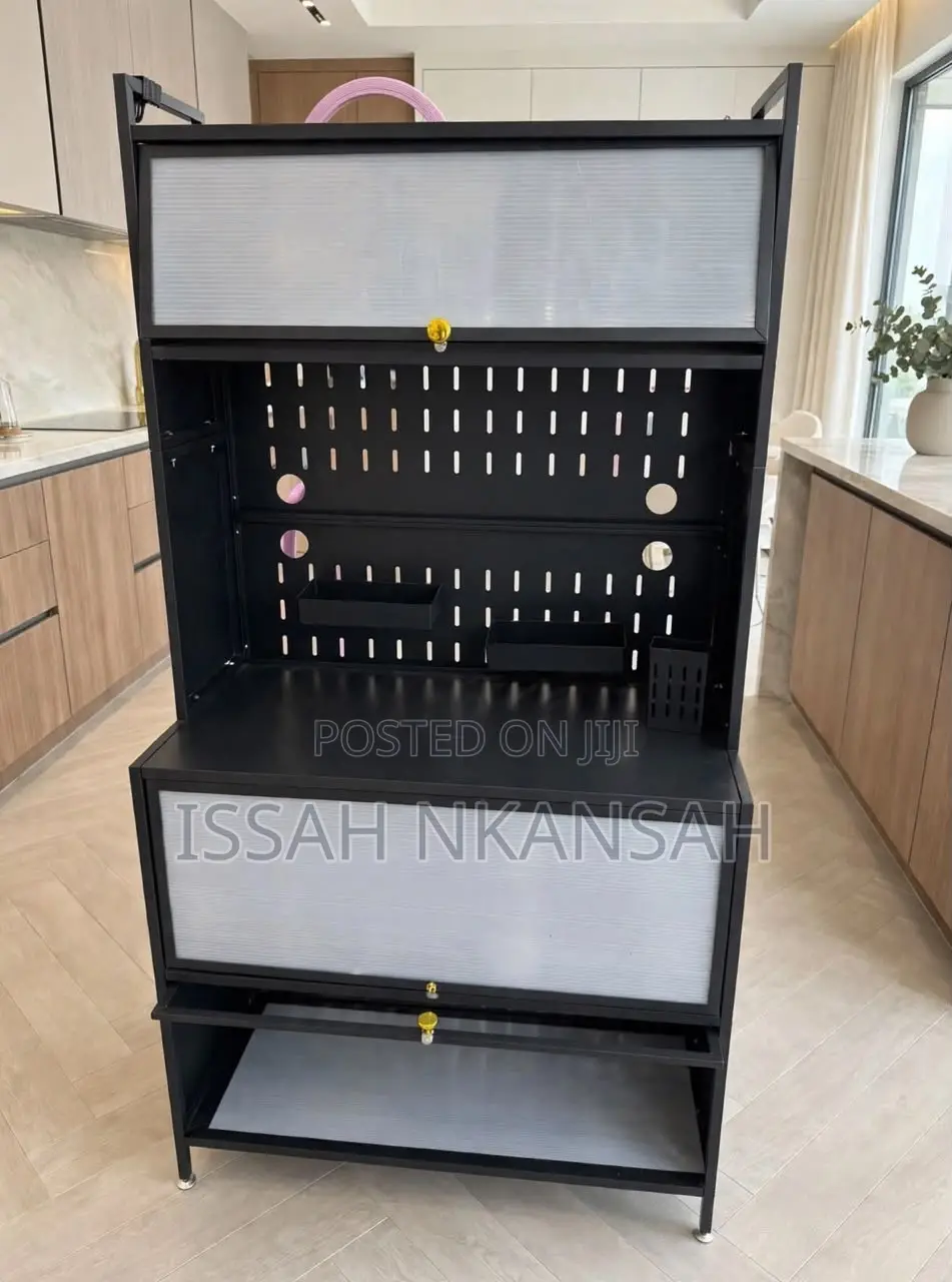 Big Black Kichen Cabinet 2 Frosted Doors