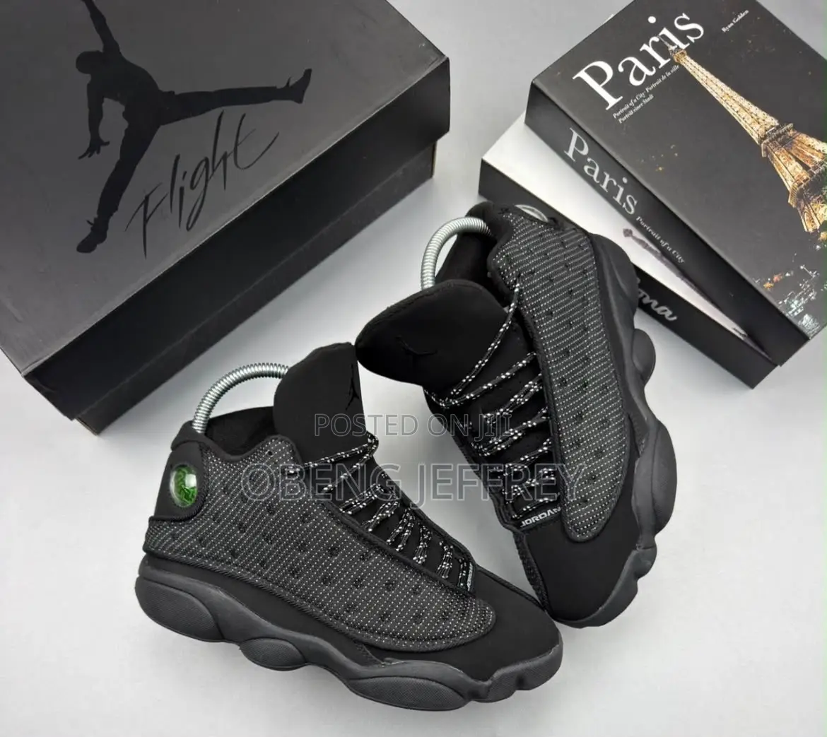Original Jordan 13 Retro All Black Black Cat