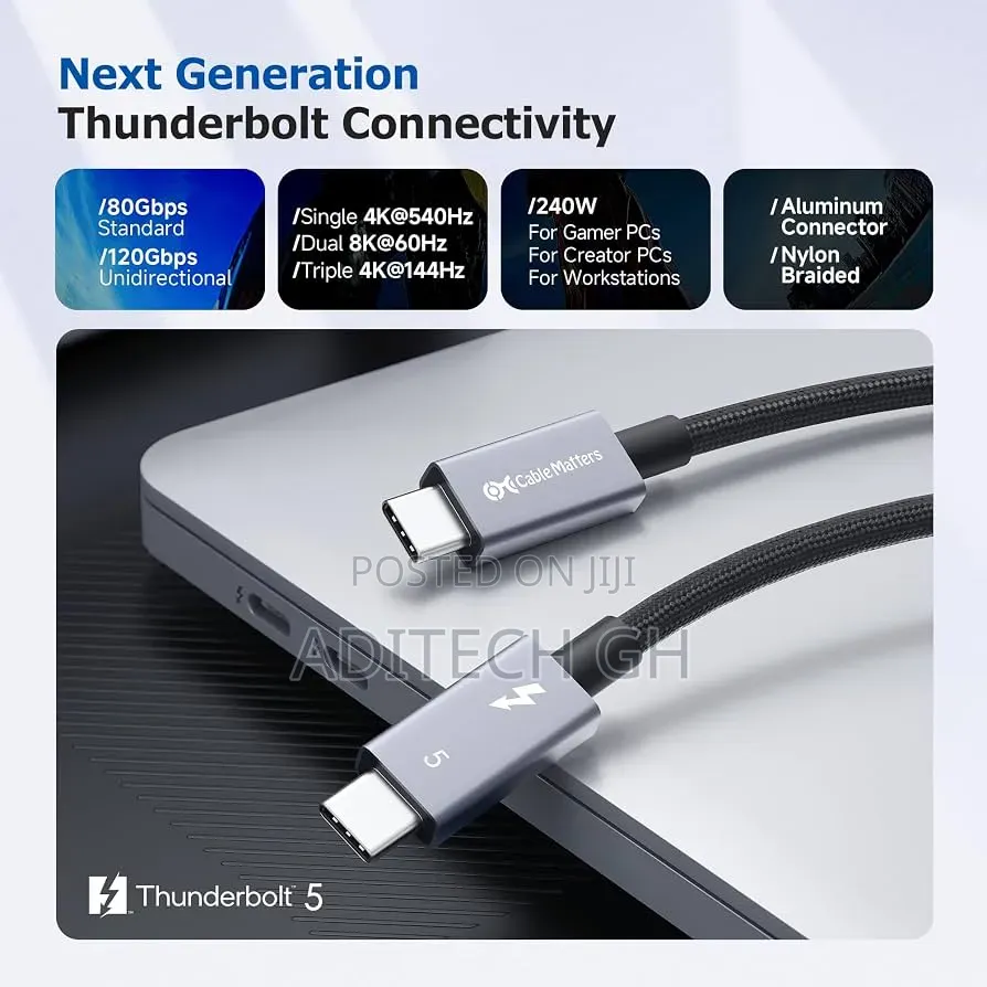New Original ASUS Thunderbolt 5 Cable 1.5m for Data, Video, Evga