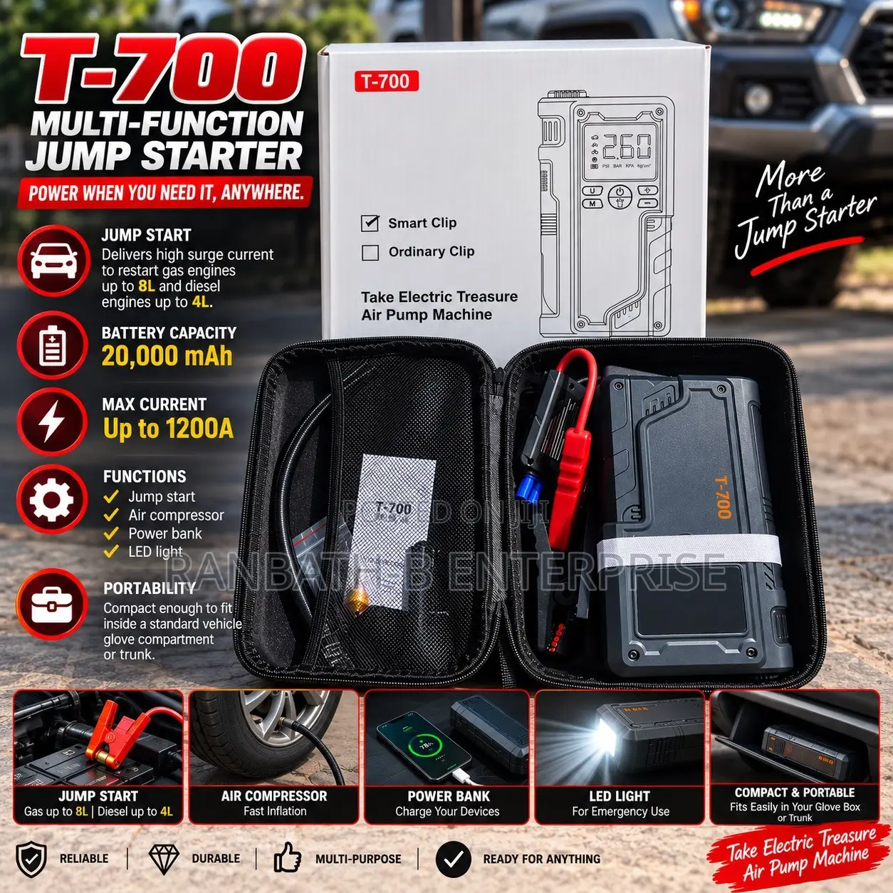 T-700 20,000mAh 1200A Multi-Function Power Kit