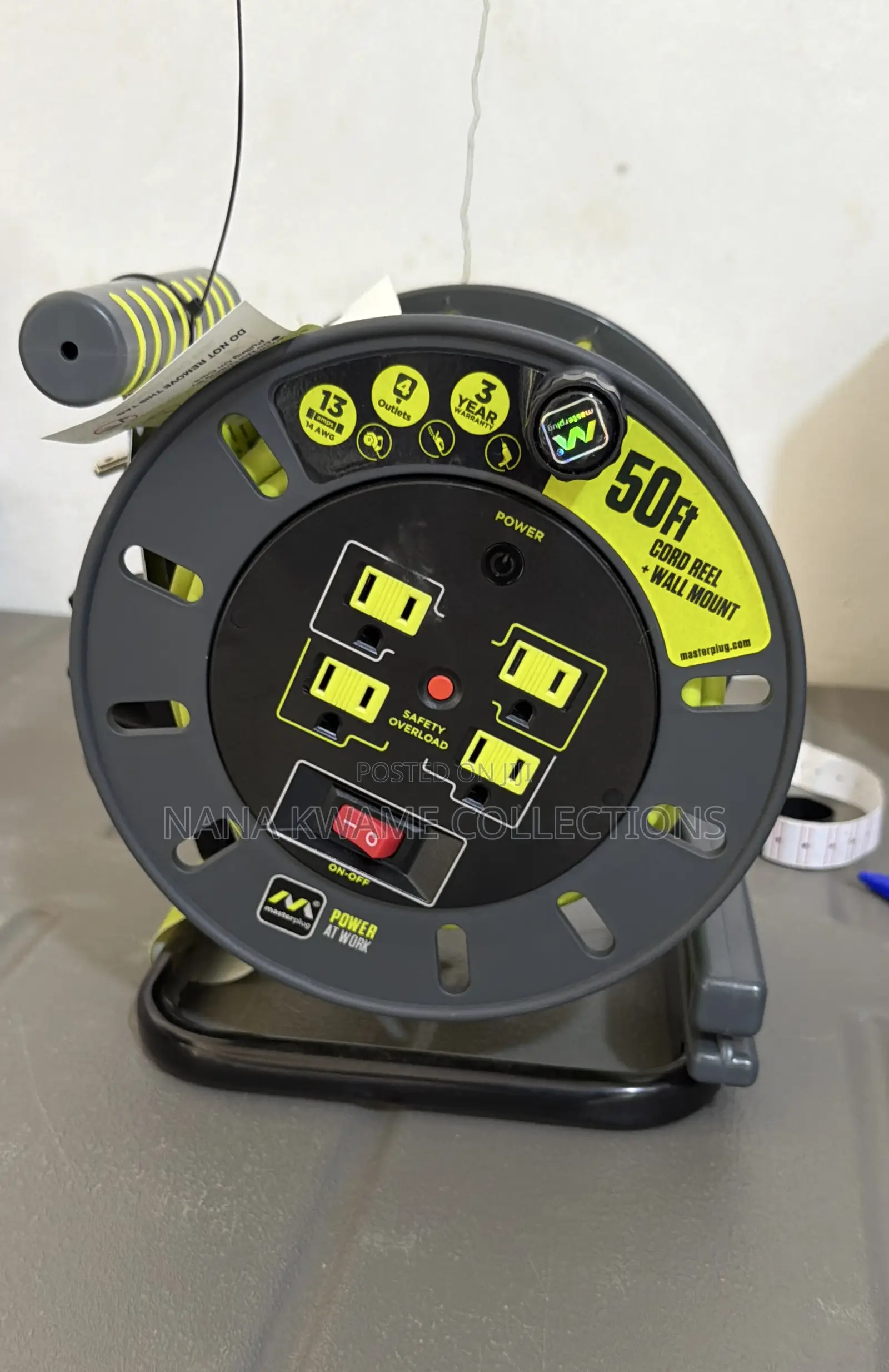 Masterplug 50ft Extension Cord Reel With Wall Mount