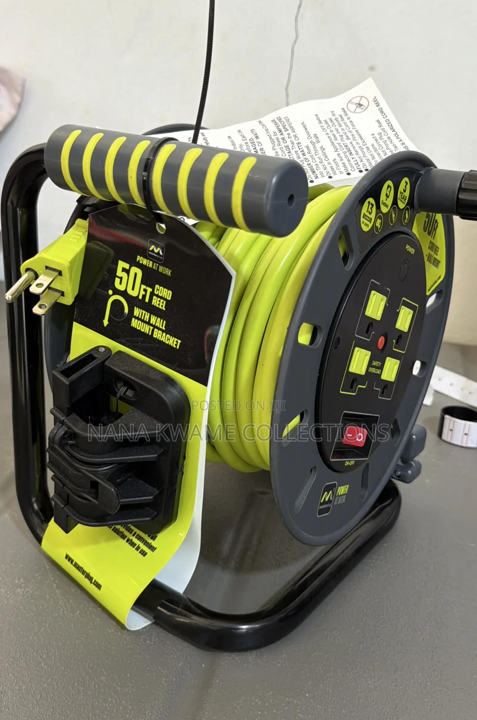 Masterplug 50ft Extension Cord Reel With Wall Mount