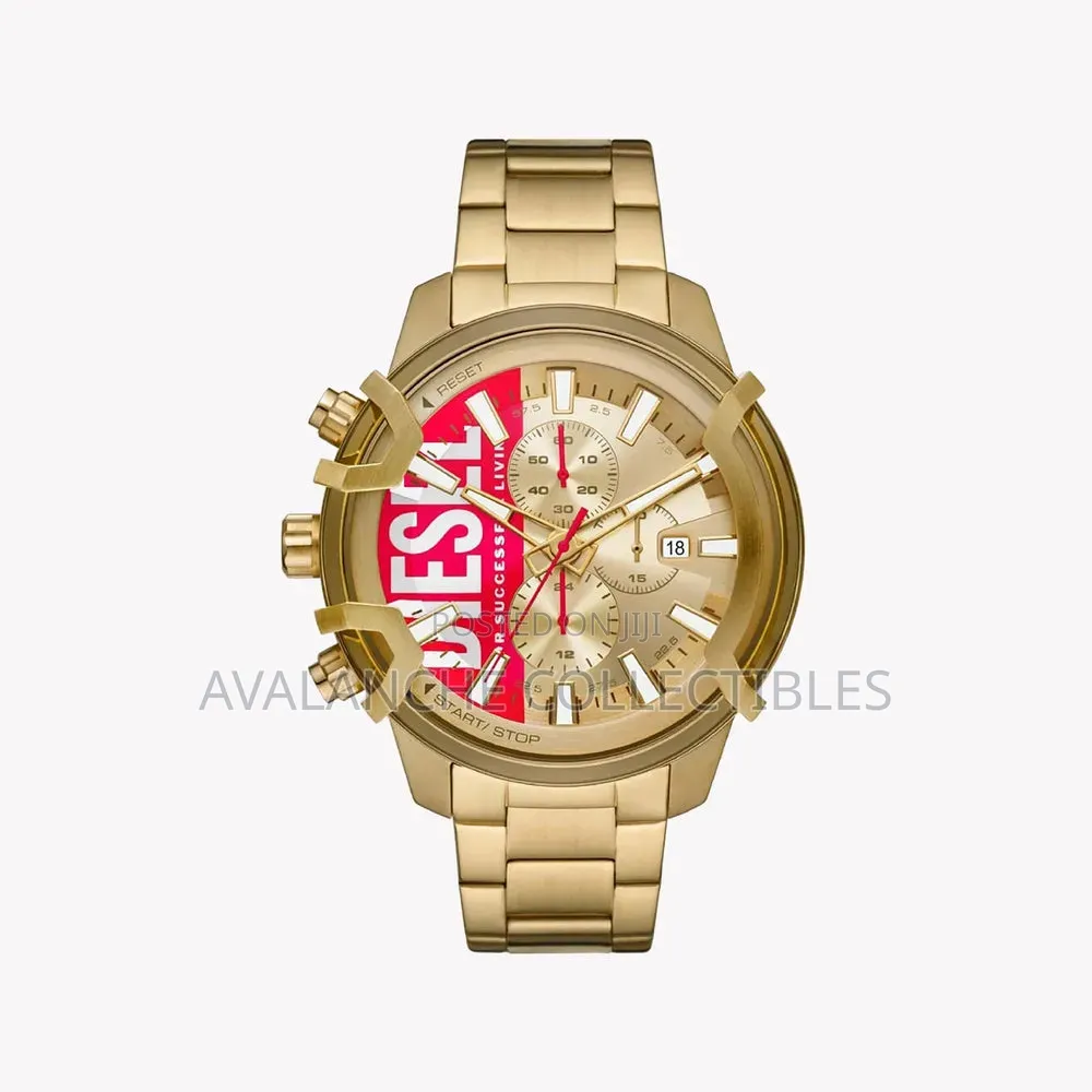 Diesel Griffed Gold Tone Watch 45mm Case Size