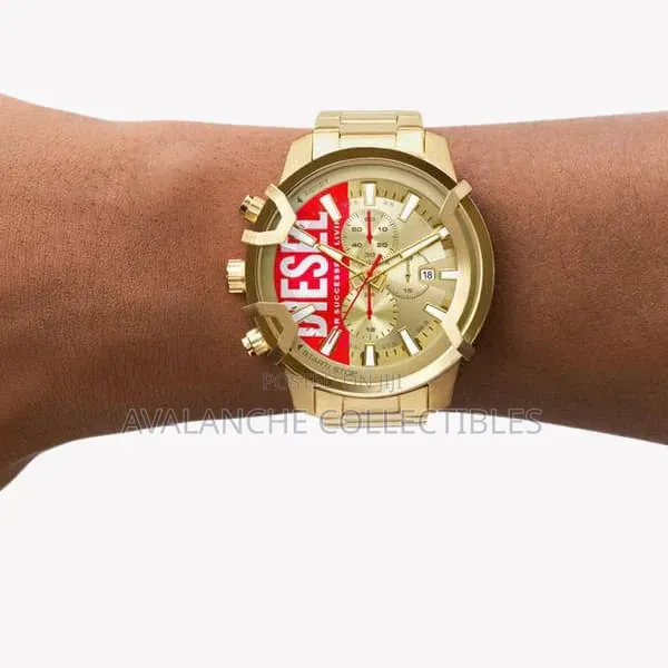 Diesel Griffed Gold Tone Watch 45mm Case Size