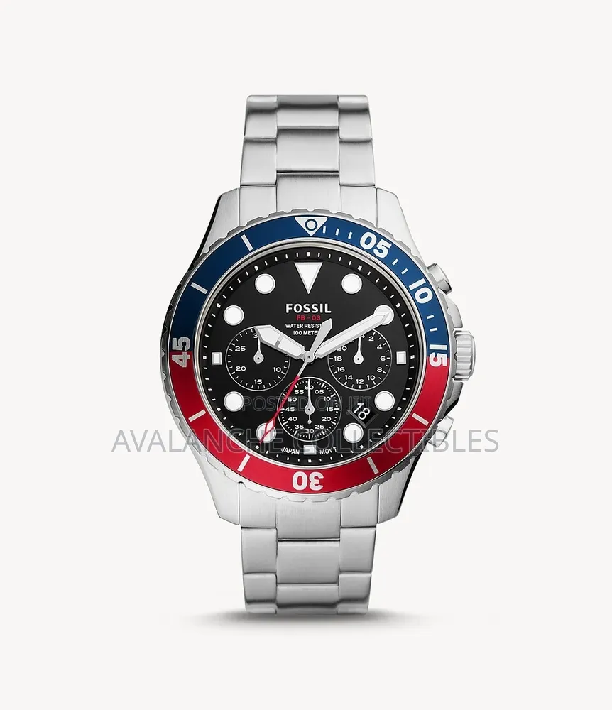 Fossil Analogical "Pepsi Bezel"chronograph Watch 46mm Case Size