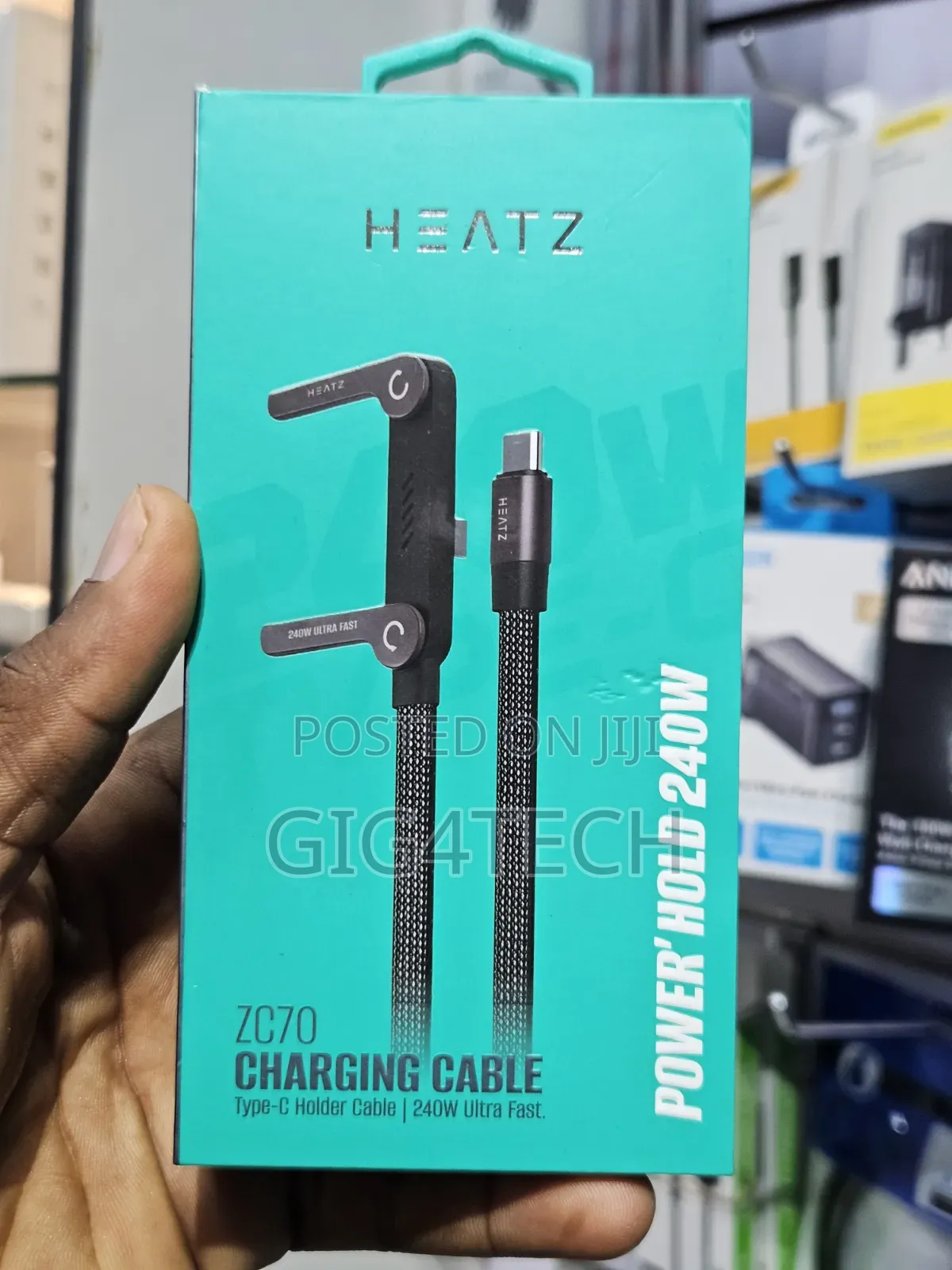 Heatz ZC70 240W Ultra Fast Charging Cable Type-C Holder