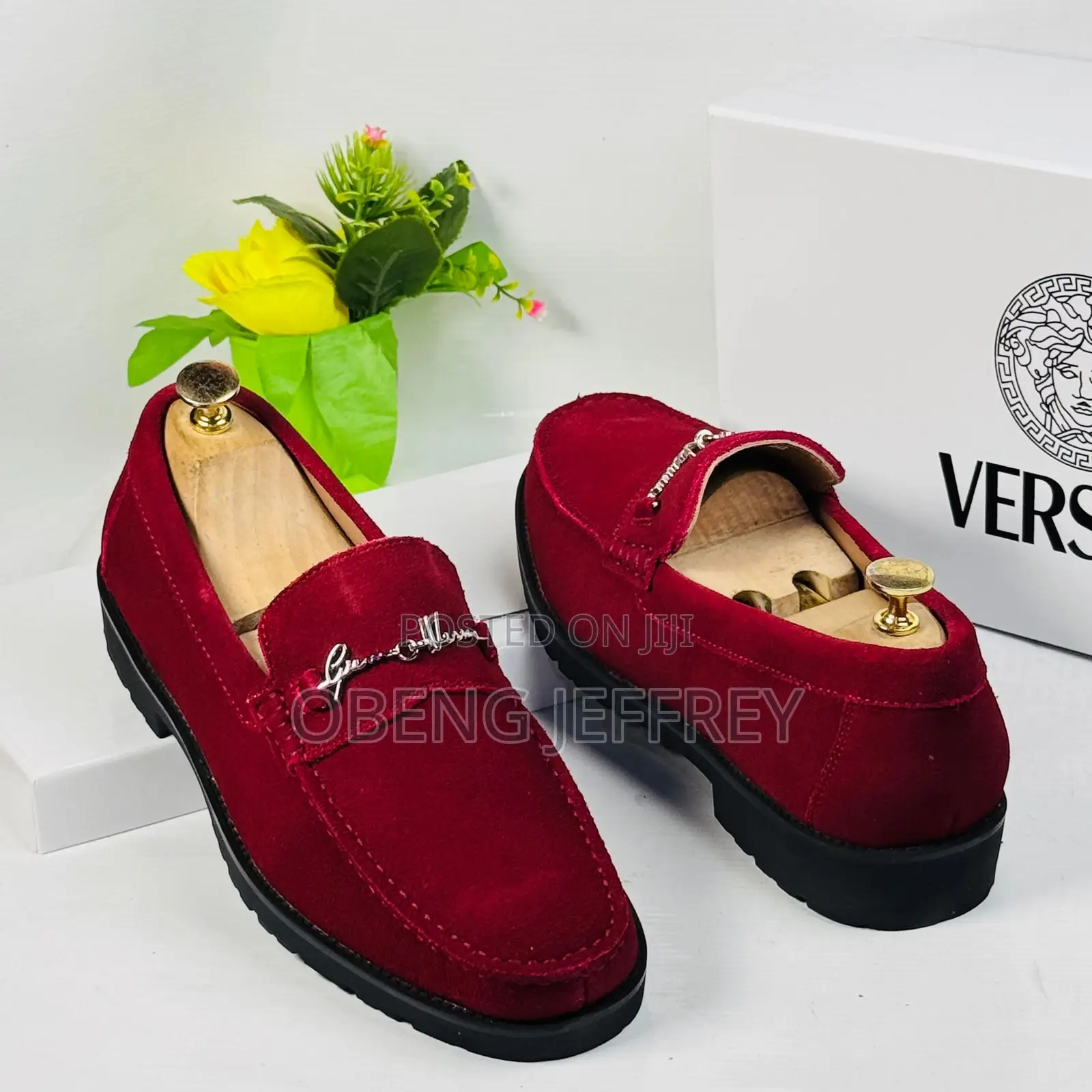 Original Versace Suede Vibrant Red Men’s Loafer