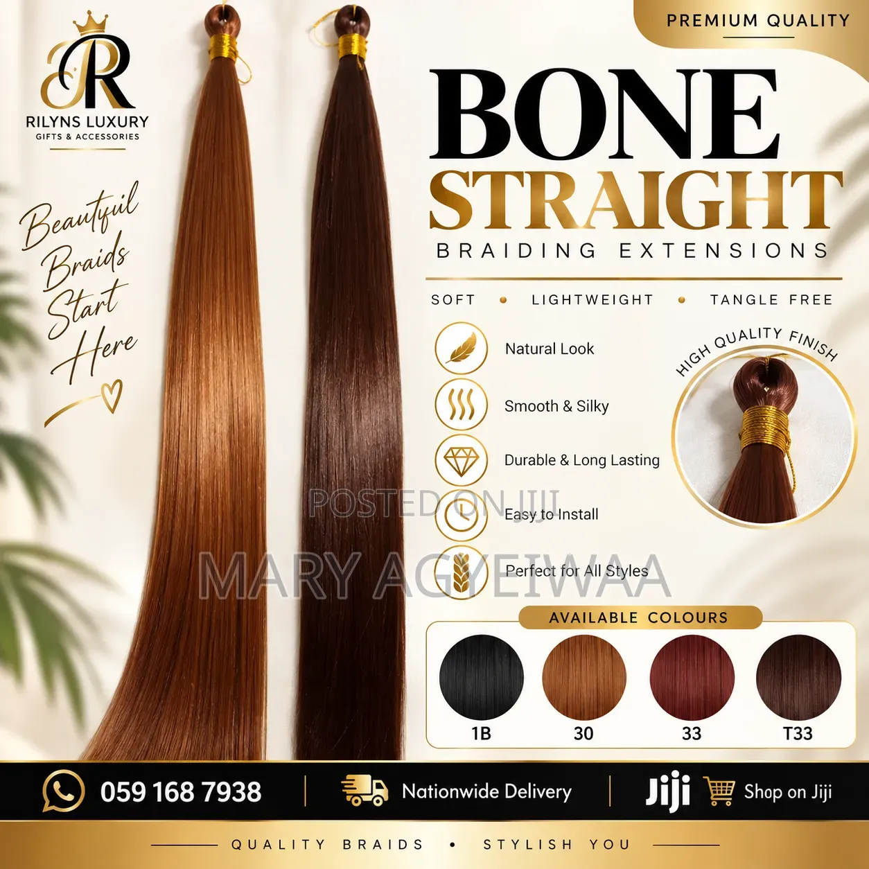 Title: Bone Straight Braiding Hair Extensions