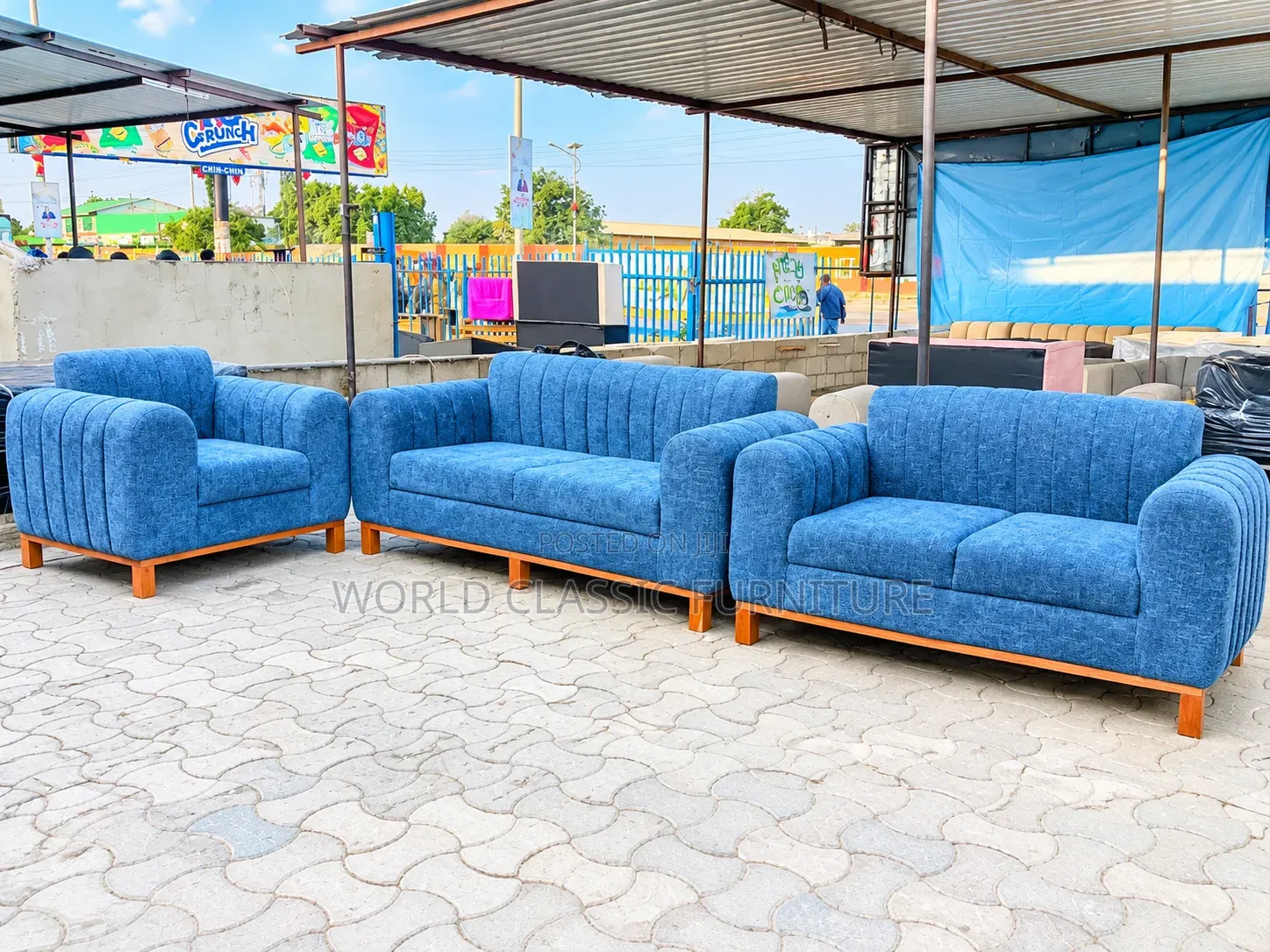 Modern Fluted Channel 3 + 2 + 1 Sofa Set