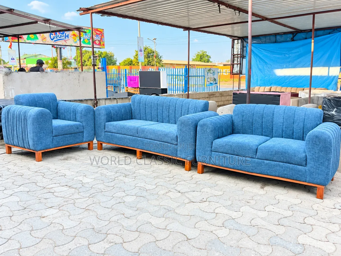 Modern Fluted Channel 3 + 2 + 1 Sofa Set