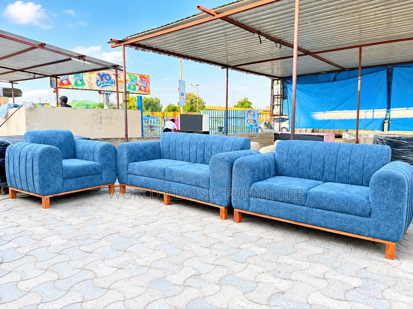 Modern Fluted Channel 3 + 2 + 1 Sofa Set
