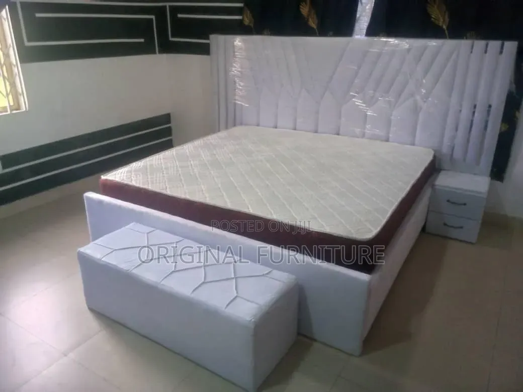 King Size Bed Frame With Mattress Side Drawers and Ottoman